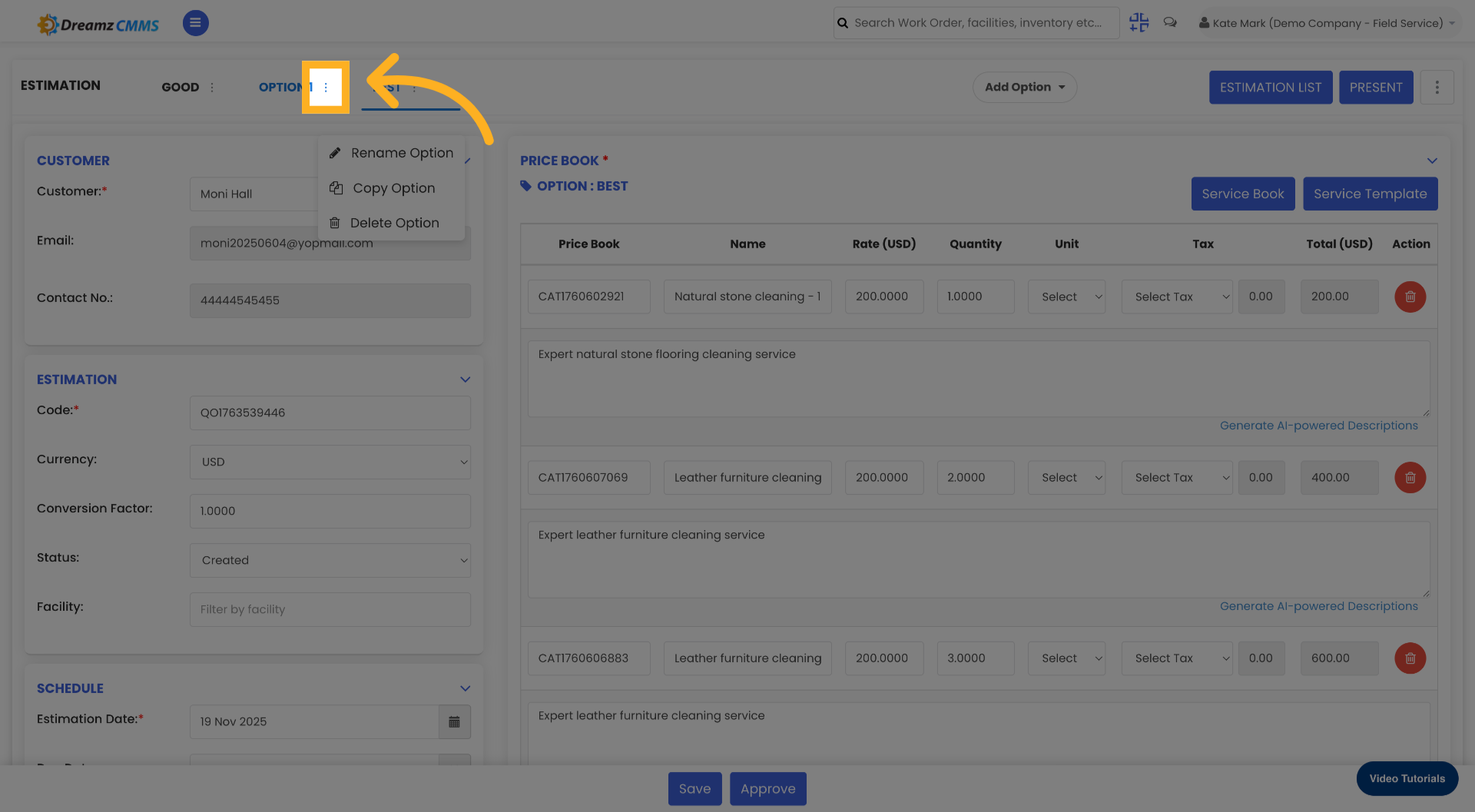 Open Another Option Menu