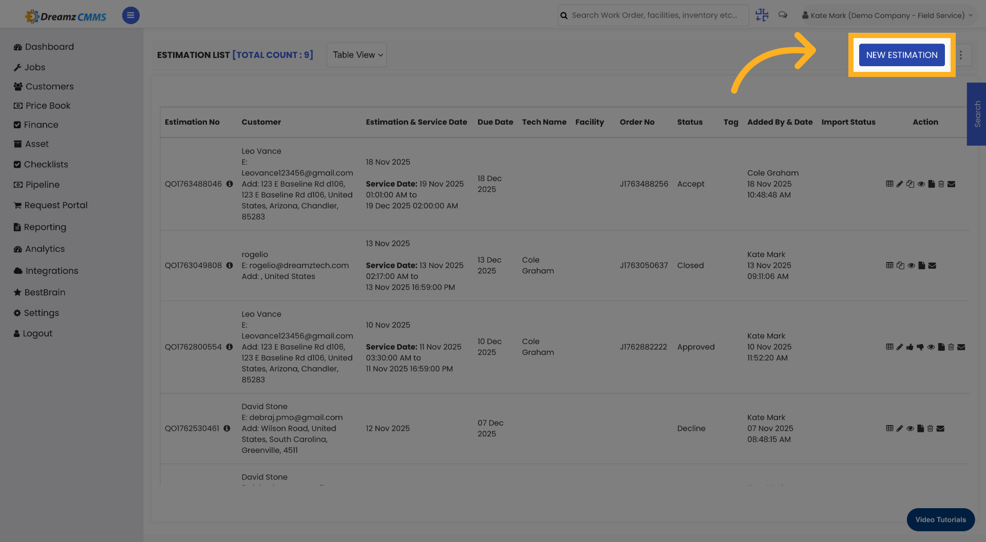 Start New Estimation