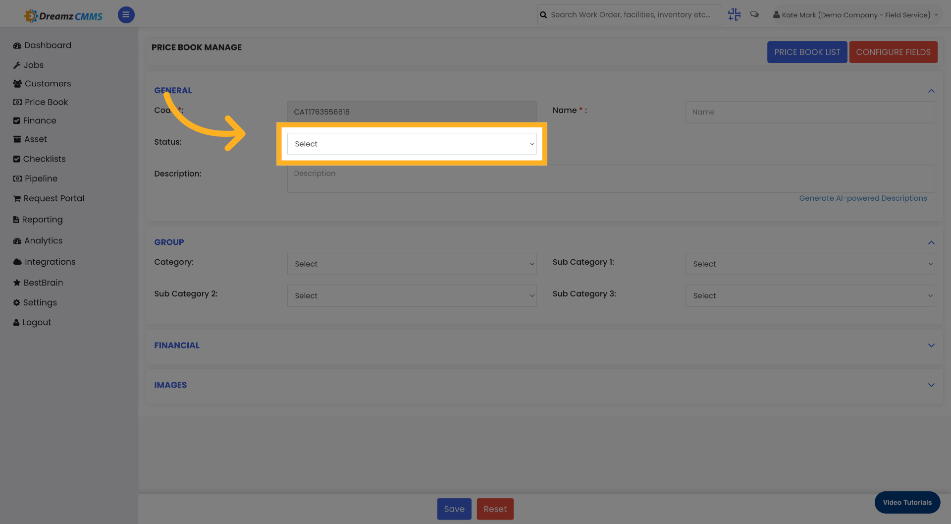 Select Price Book Status
