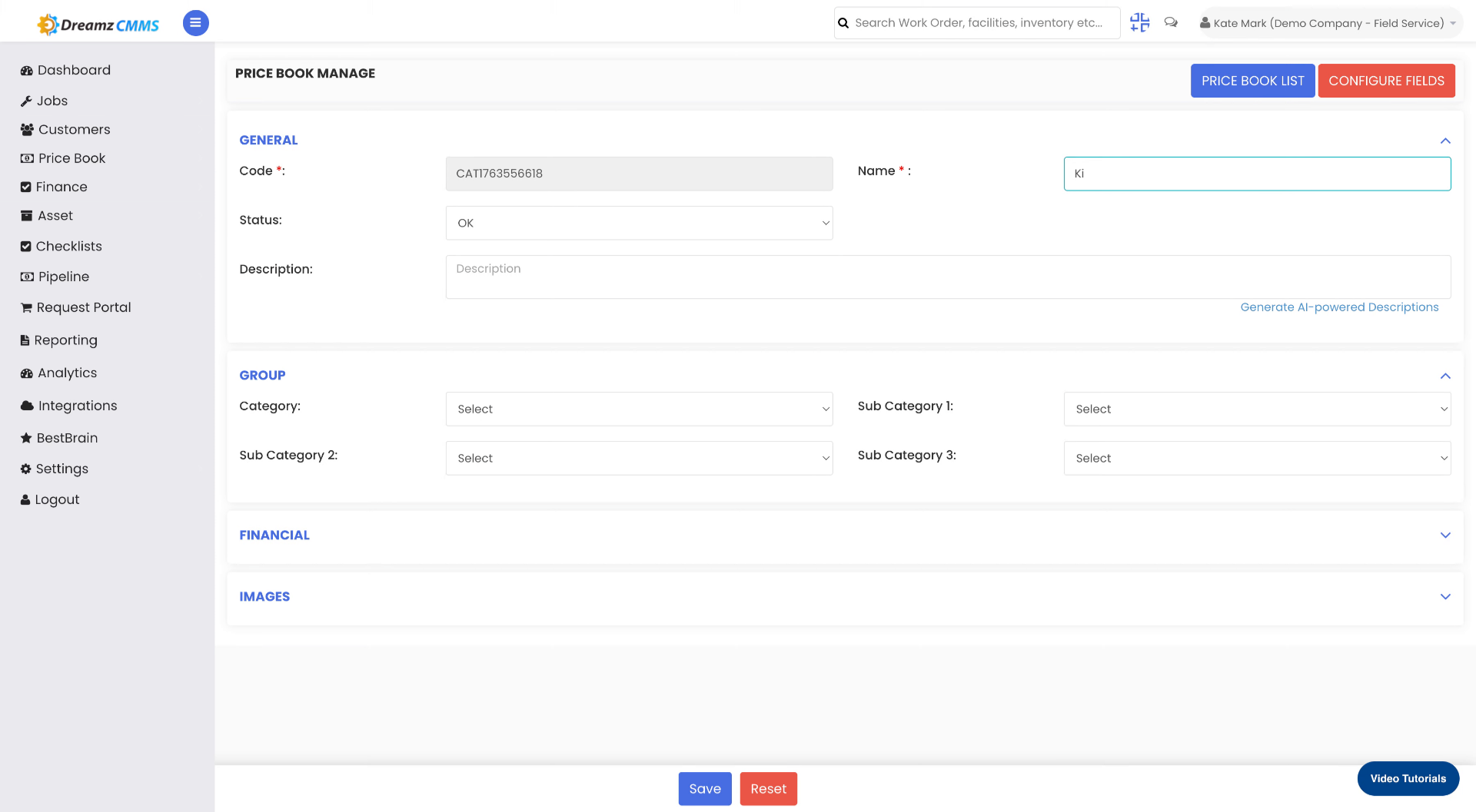 Enter Price Book Name