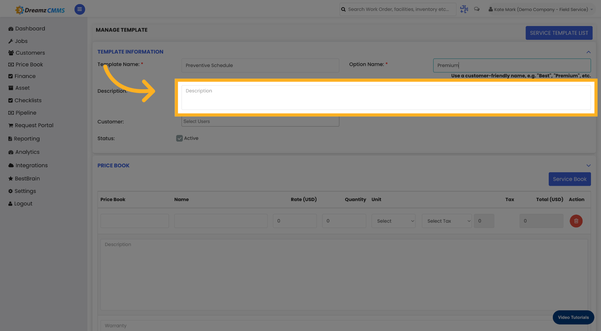 Select Description Field