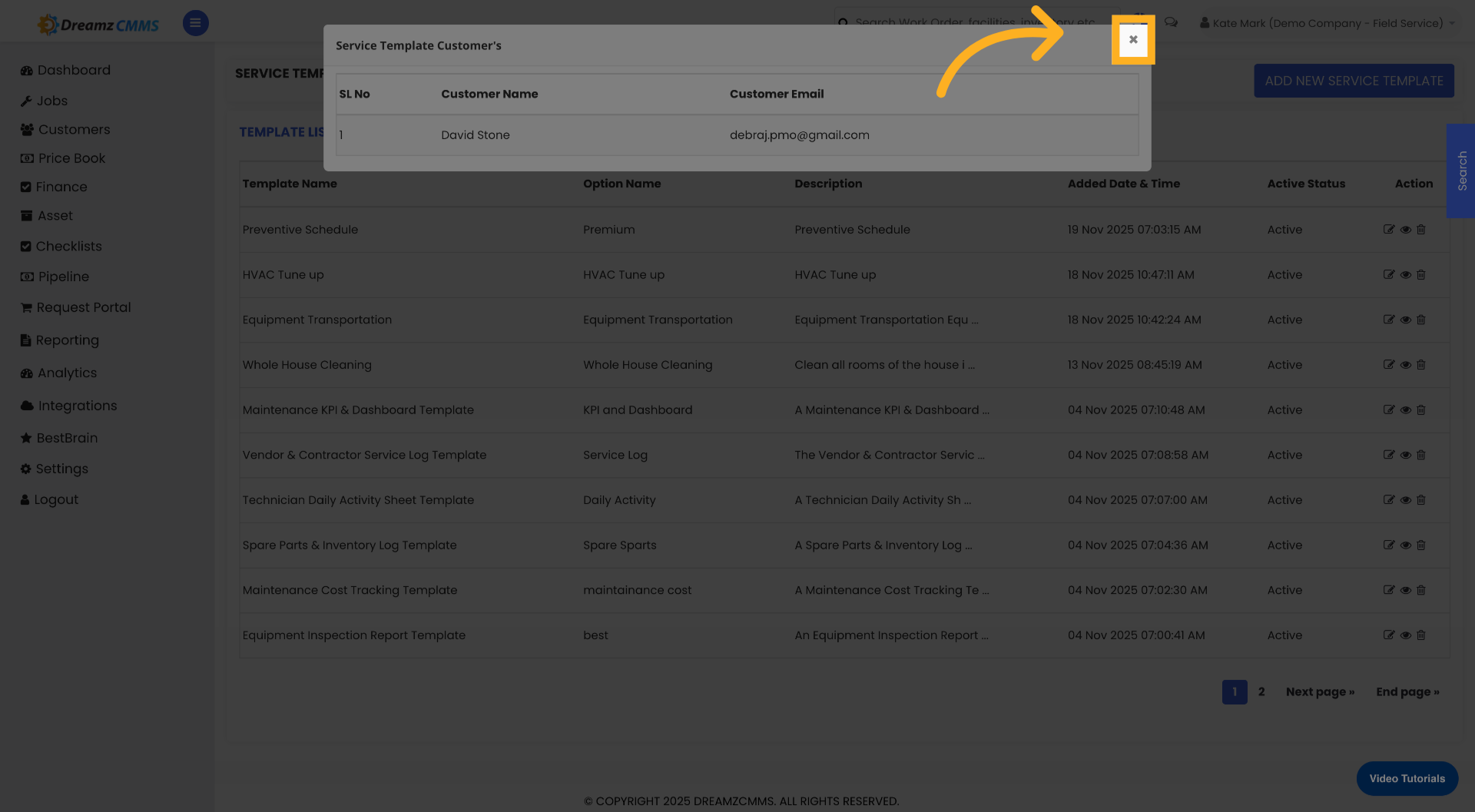 Close Template Window