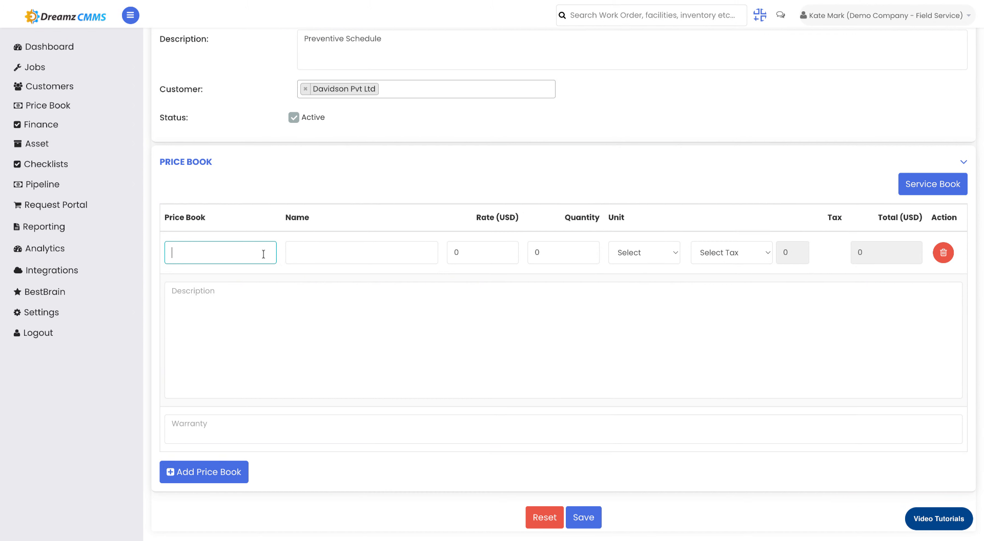 Enter Service Category