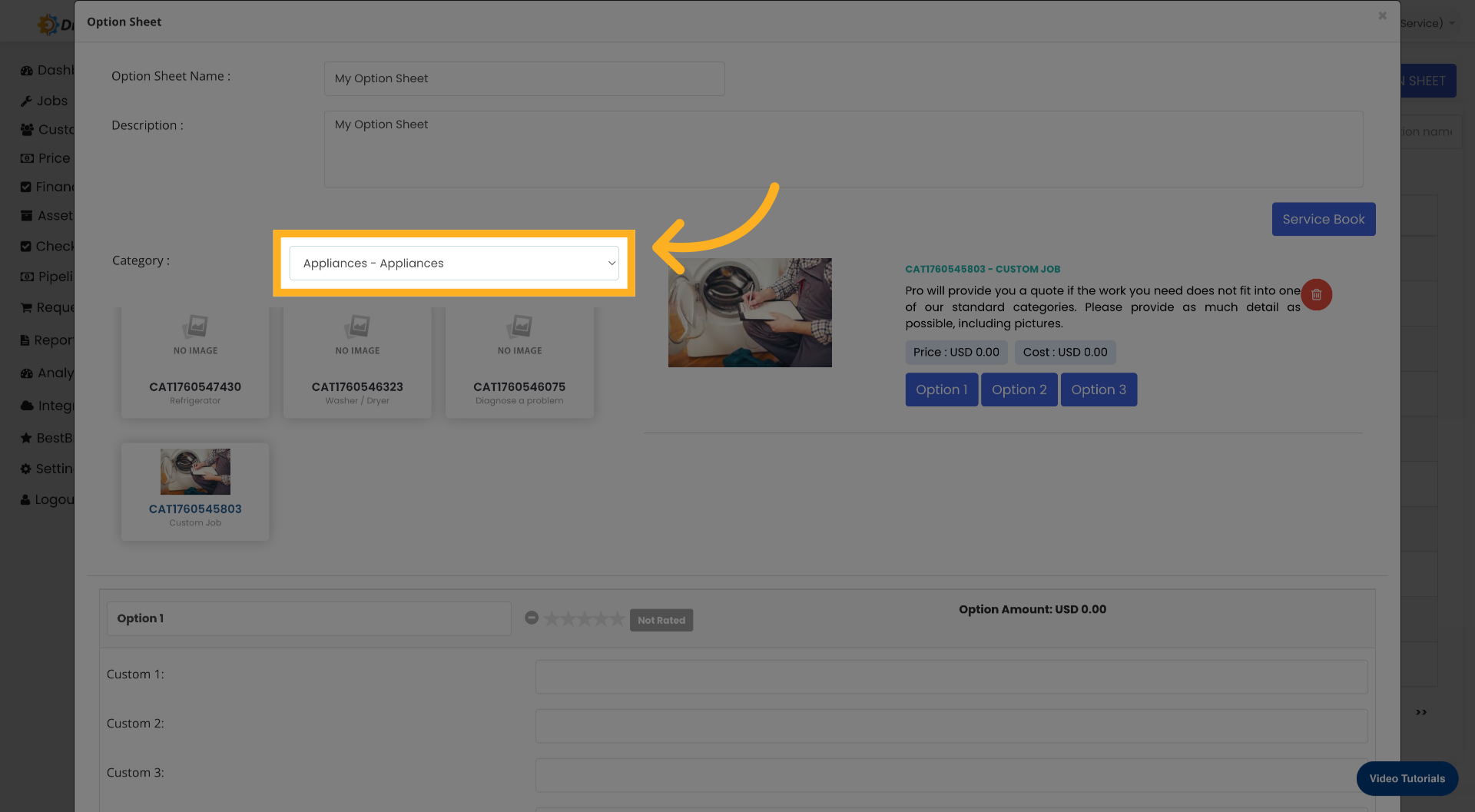 Open Another Appliance Selection