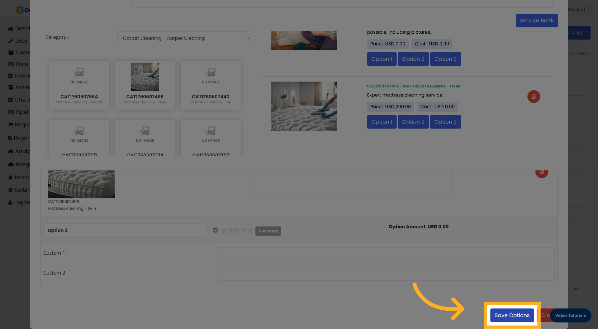 Save Option Configurations