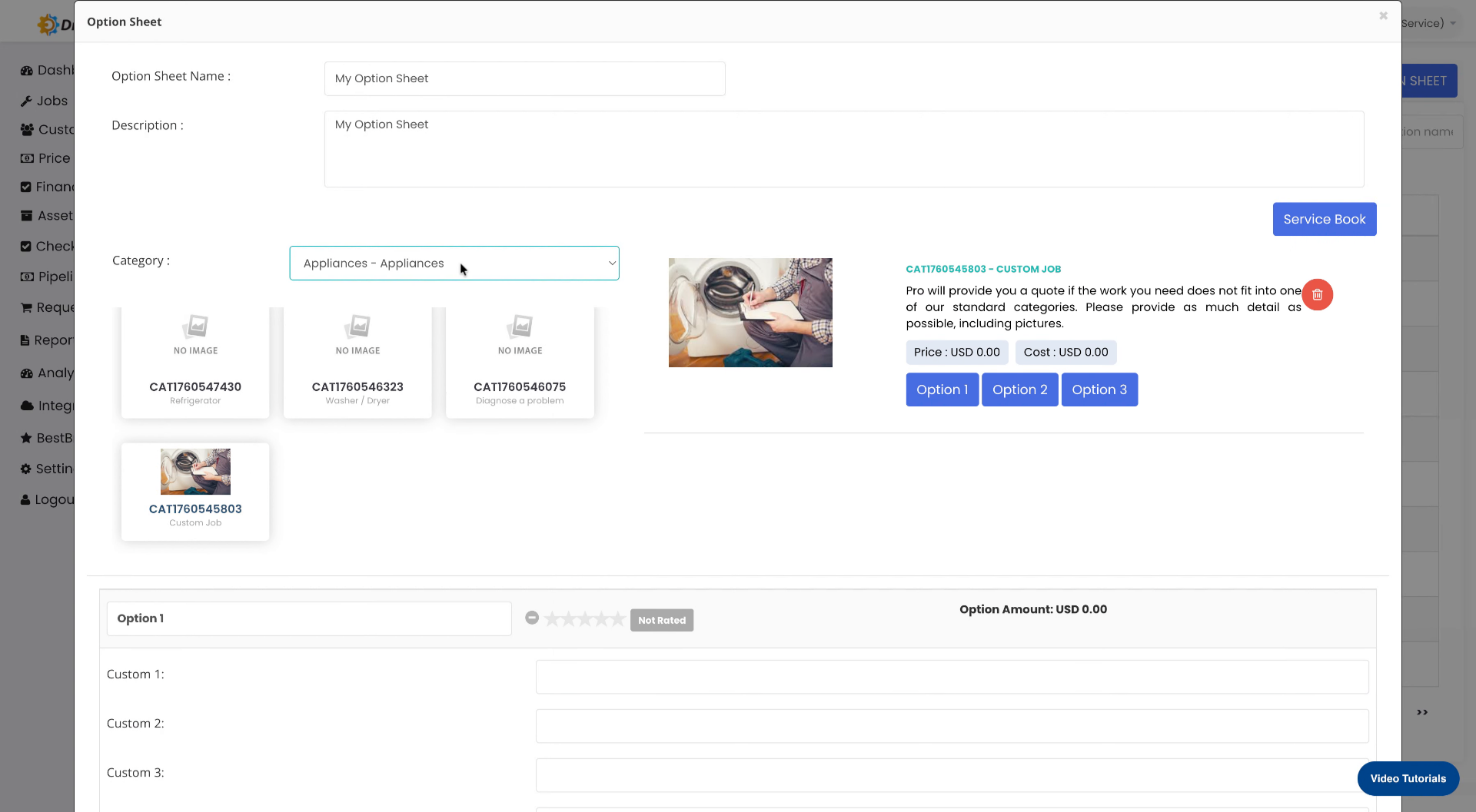 Specify Additional Appliance or Tool