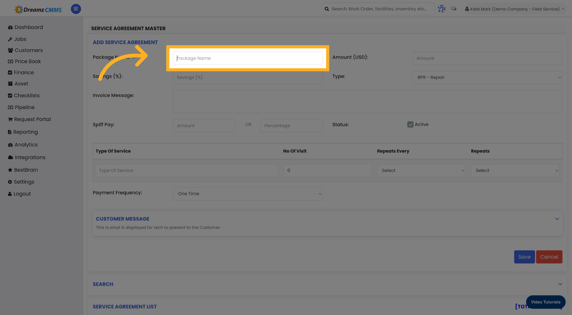 Select Package Name Field