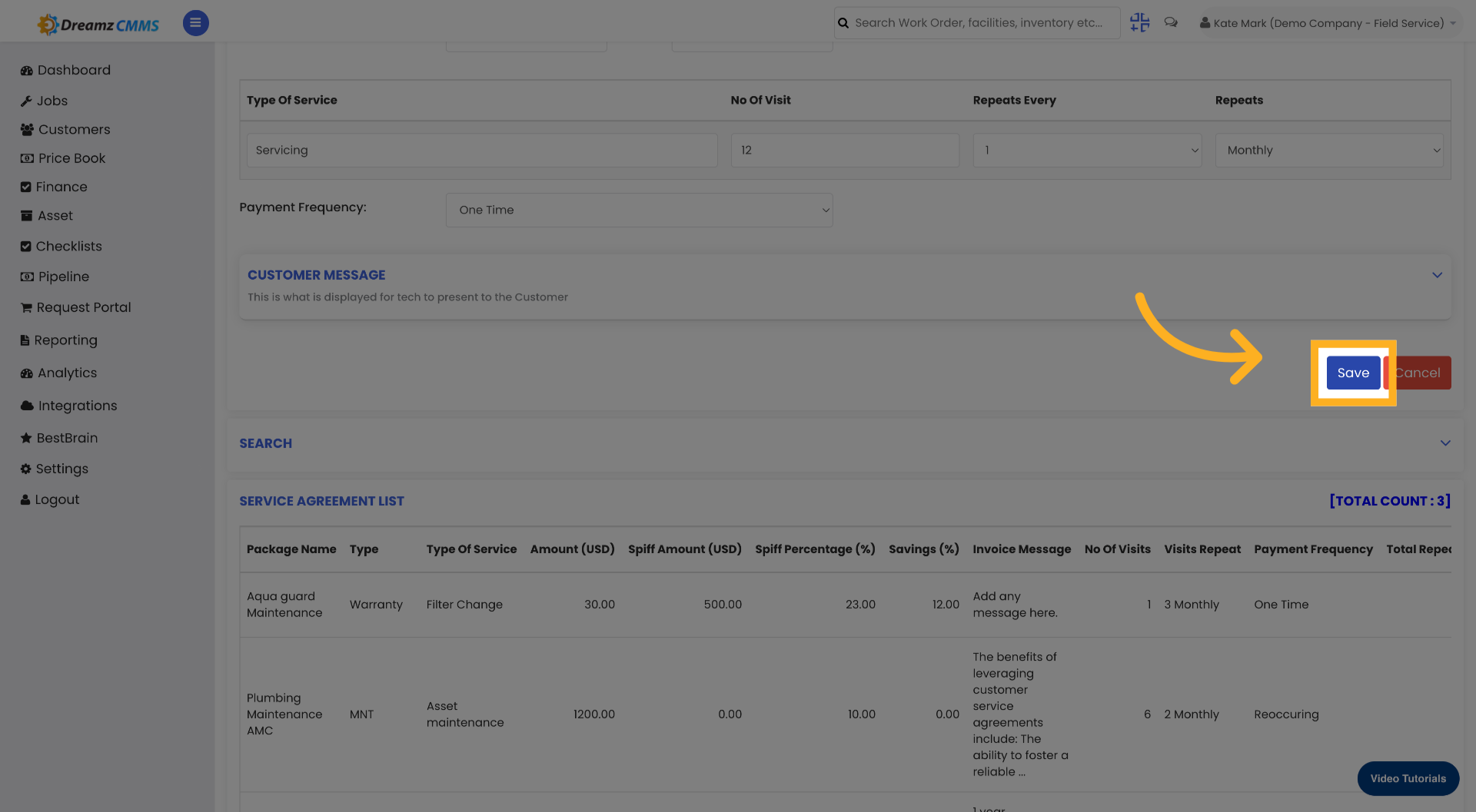 Save Service Agreement