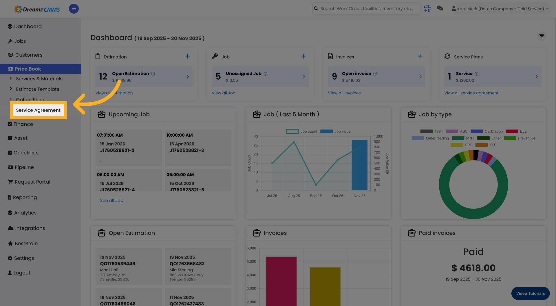 Open Service Agreement Section