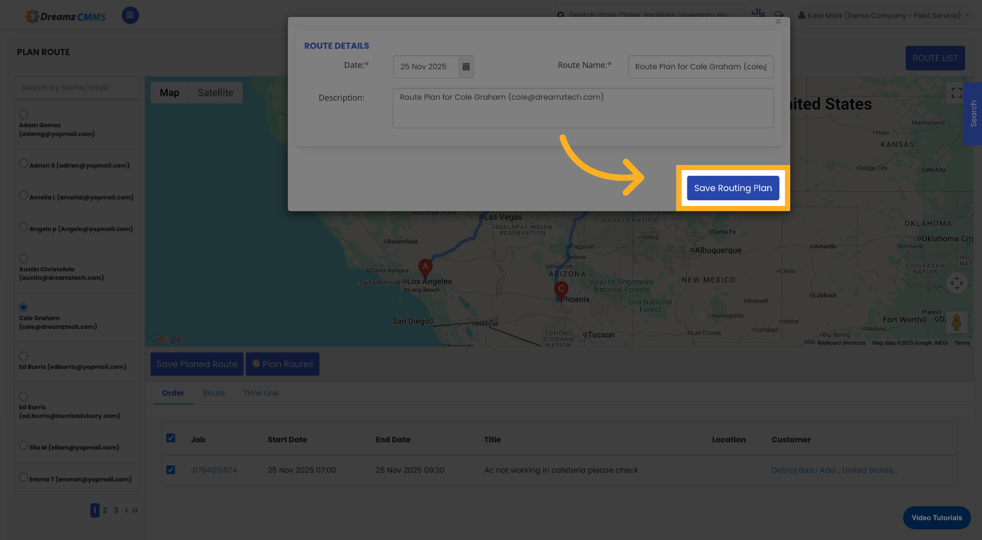 Confirm Routing Plan Save
