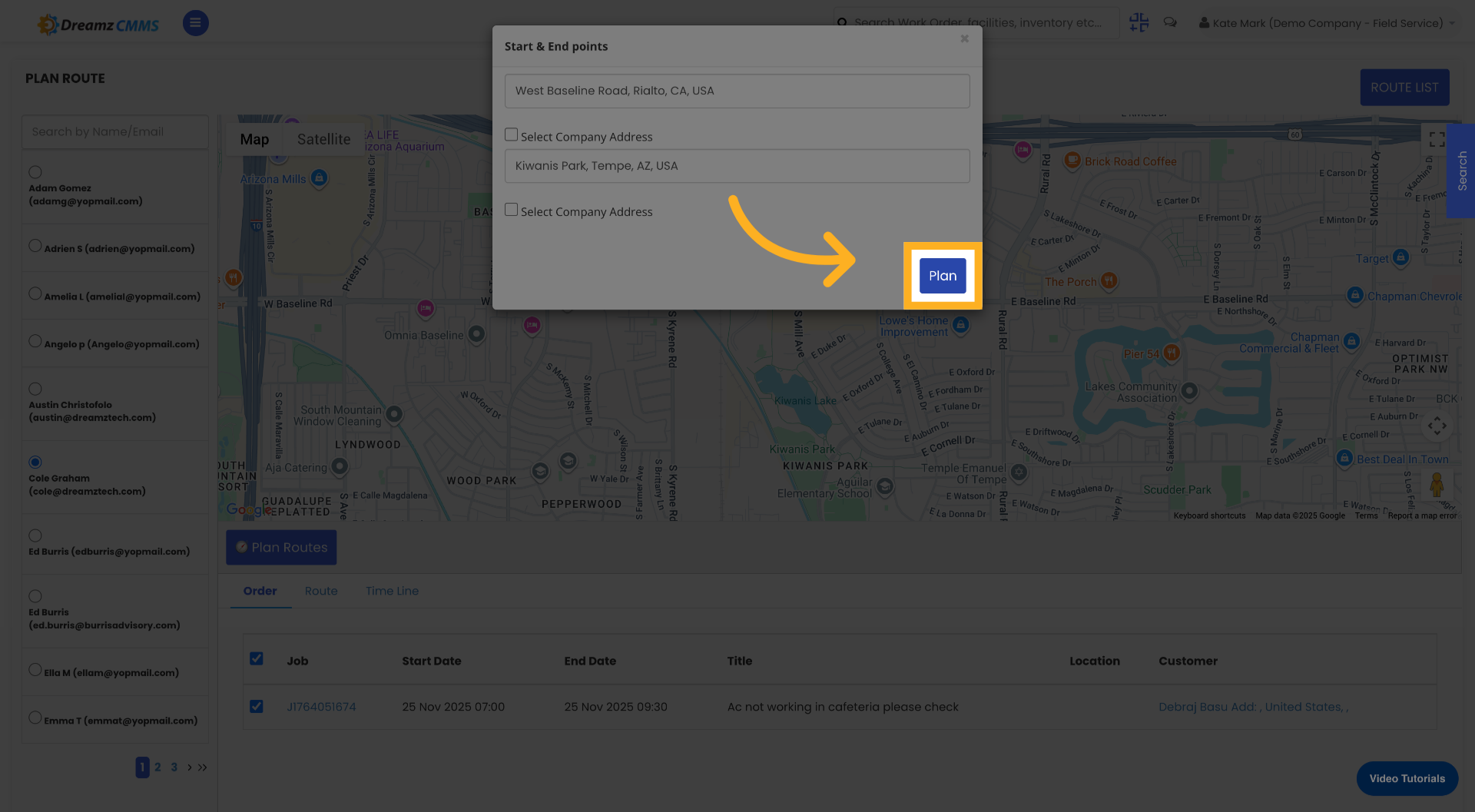 Initiate Route Planning