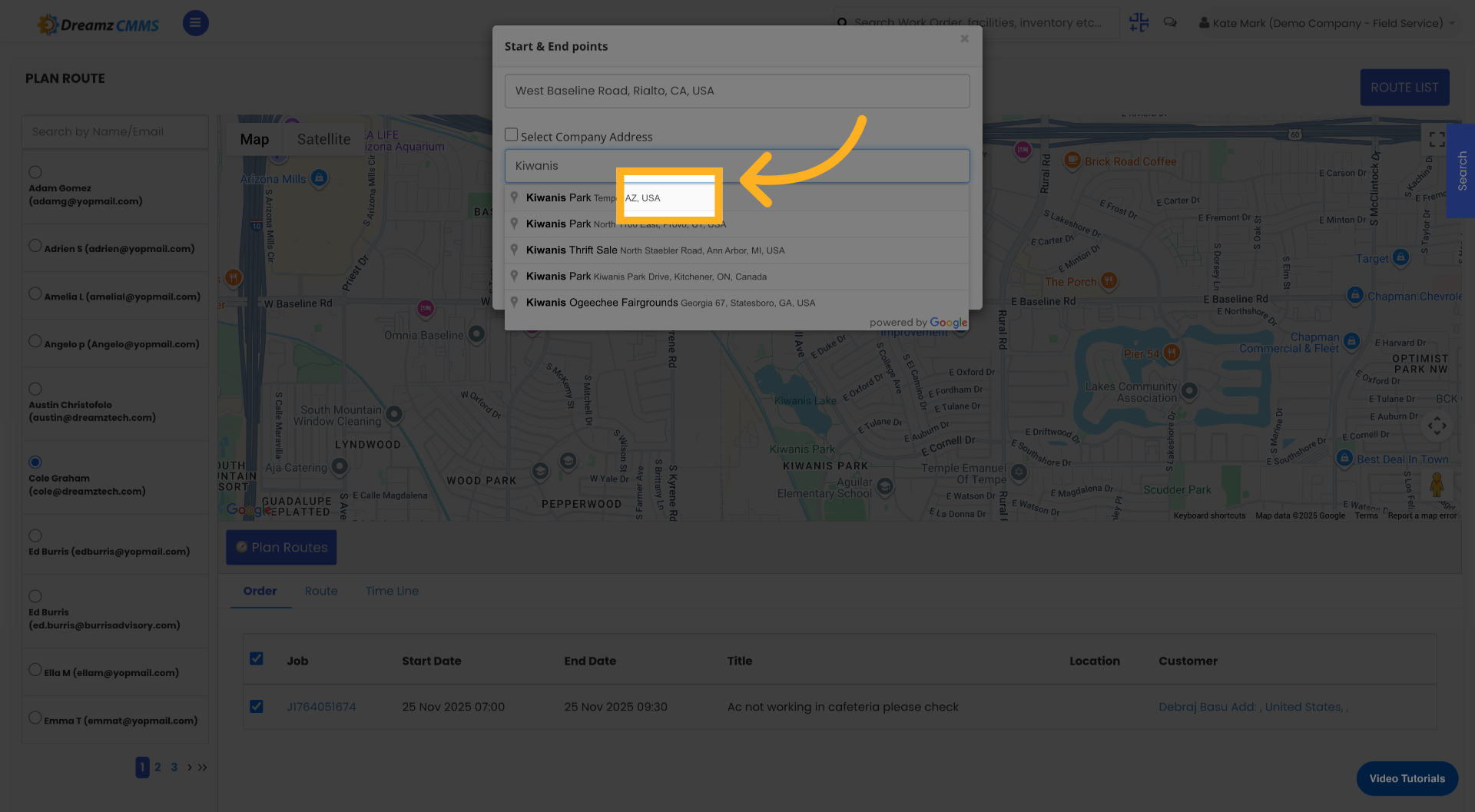 Choose Destination Address