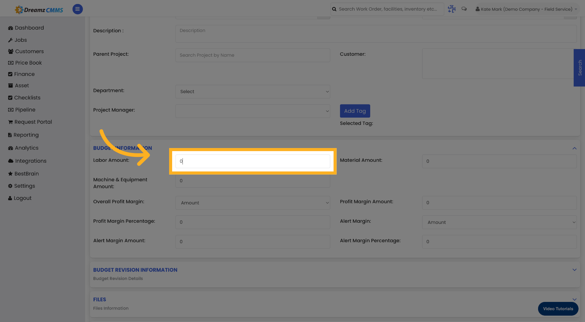 Select Budget Amount Field