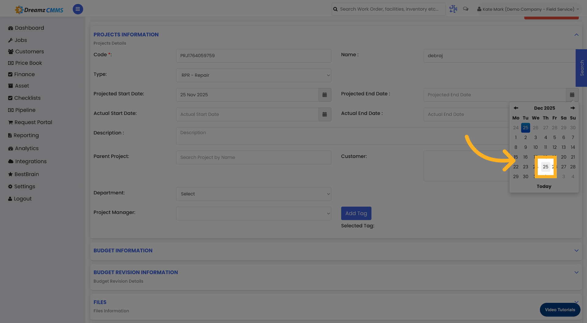 Confirm Projected End Date