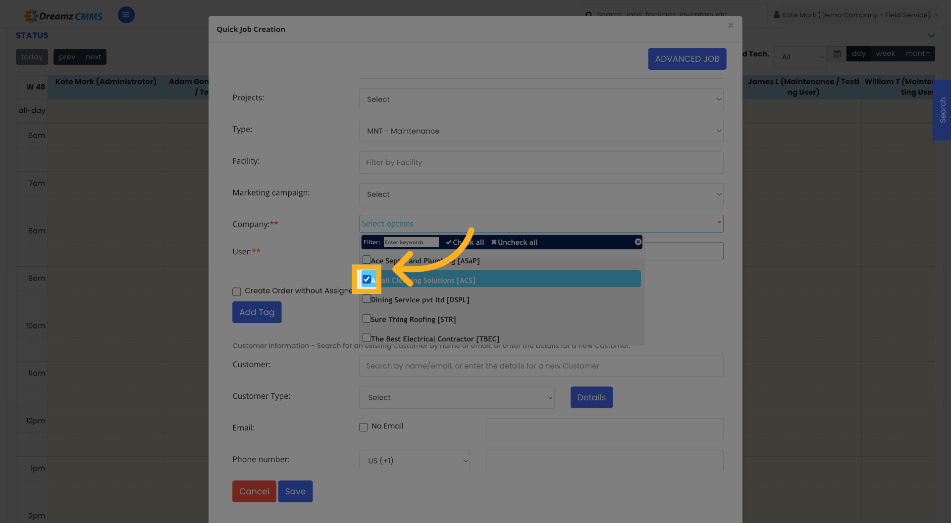 Choose a company to select