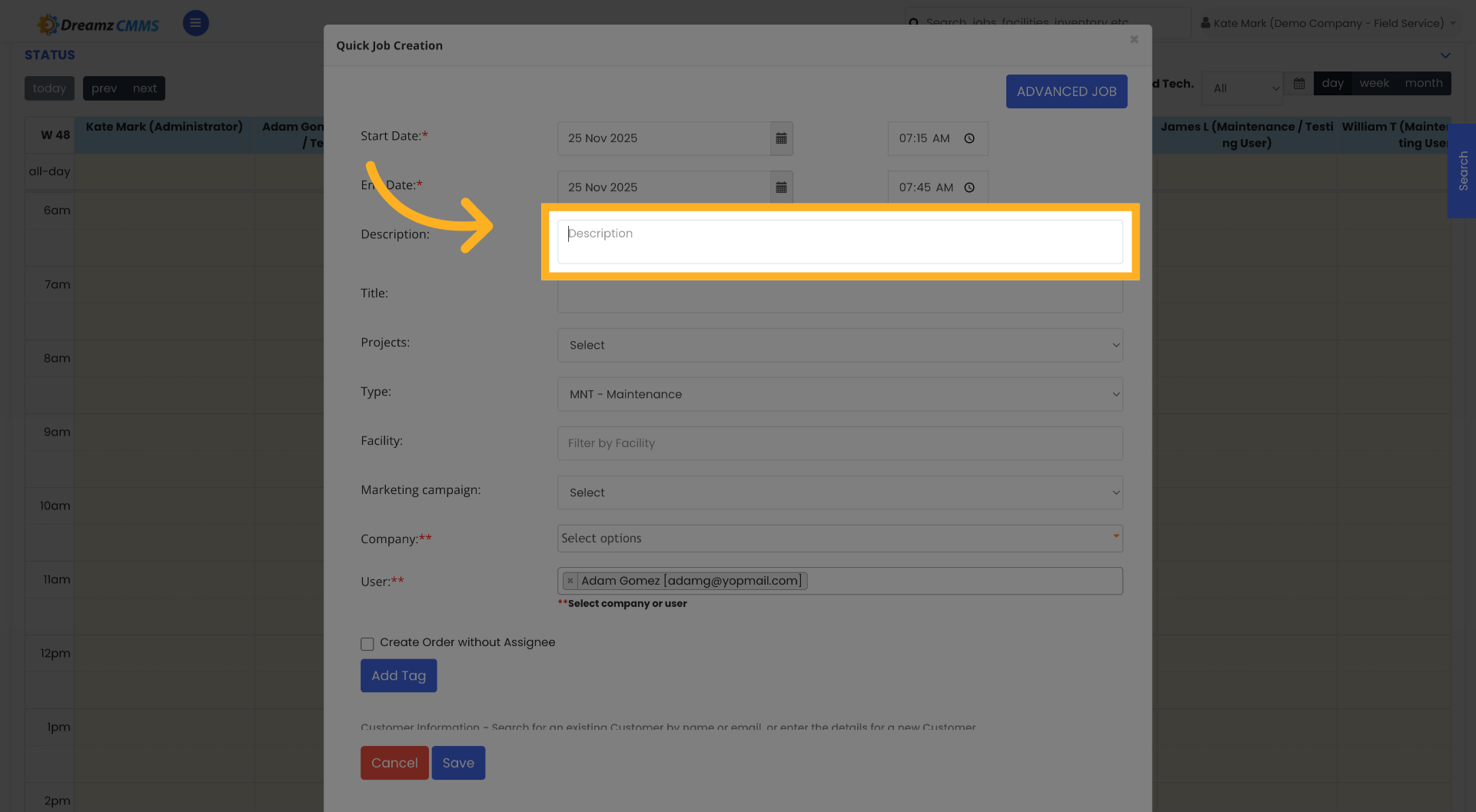 Select Description Field