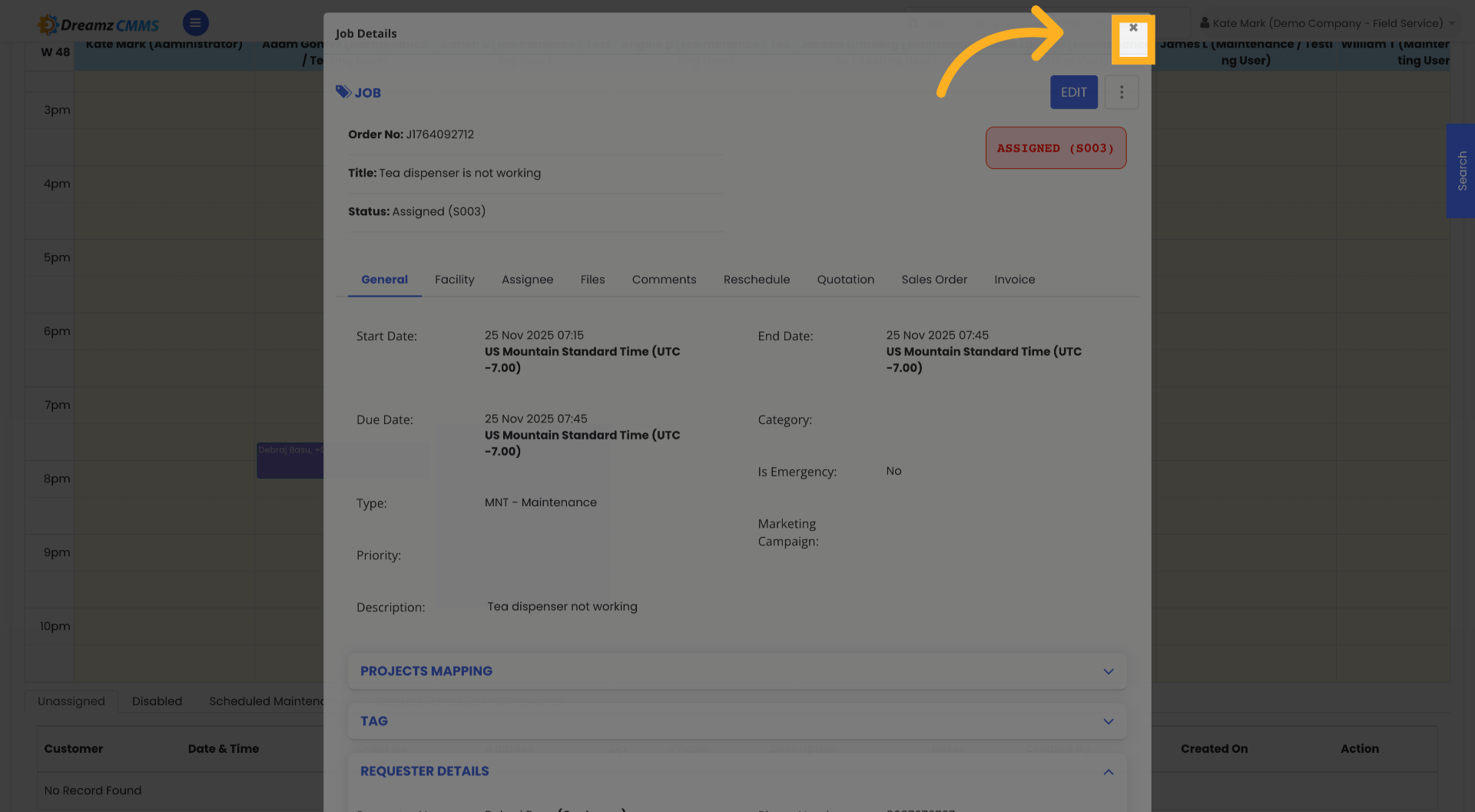 Close Customer Details
