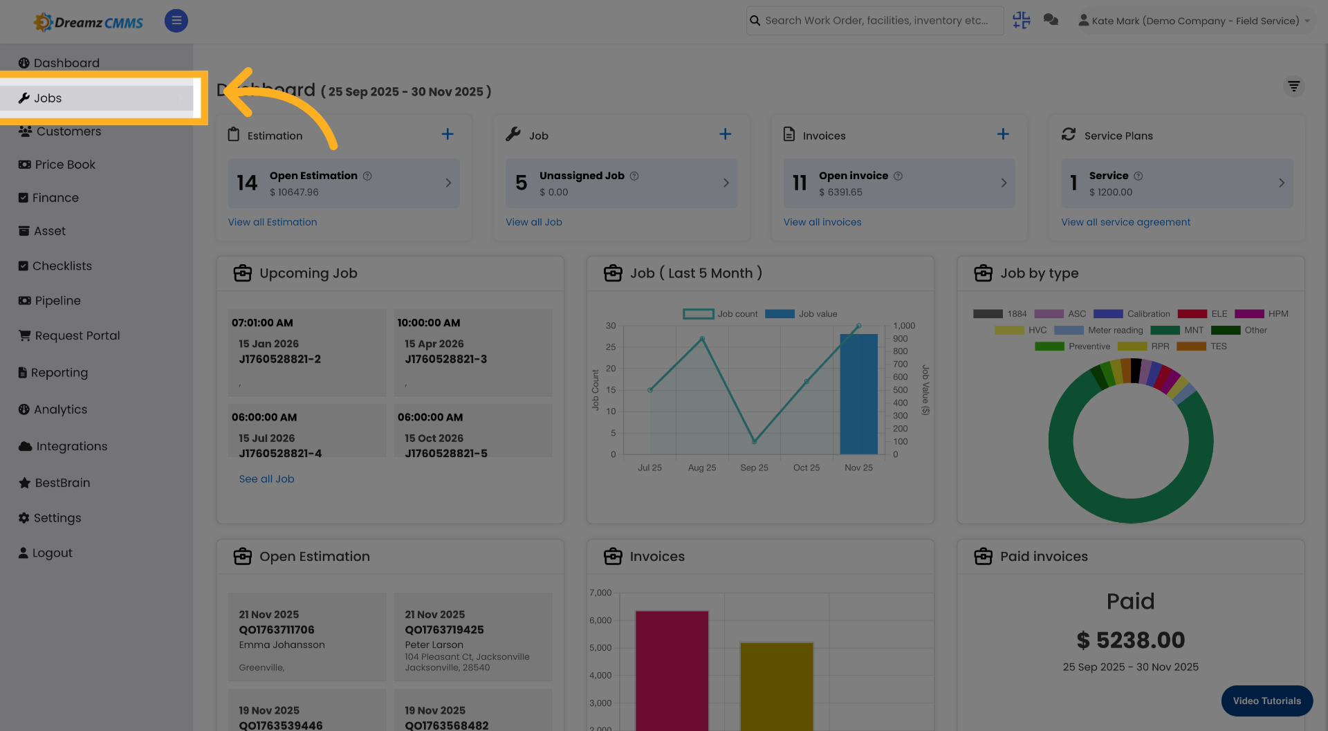Navigate to Jobs Section