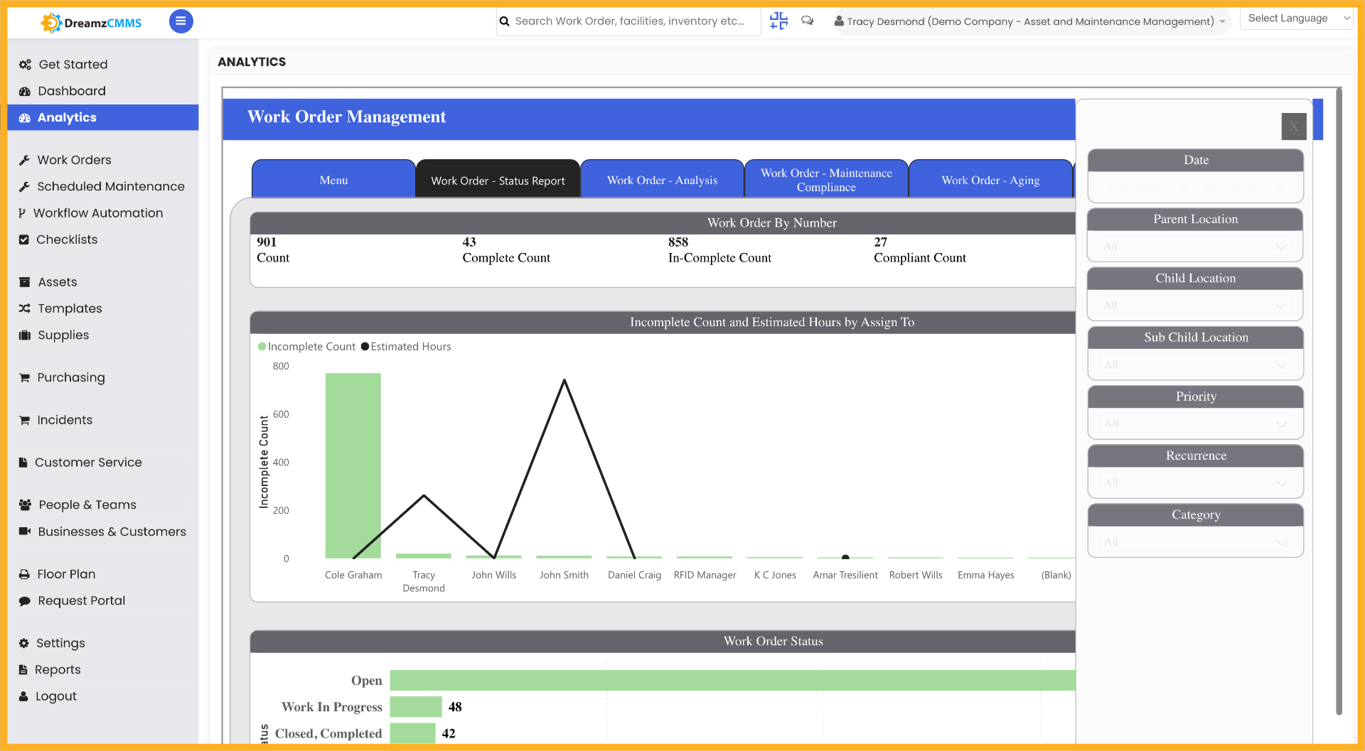 Access Work Orders Section