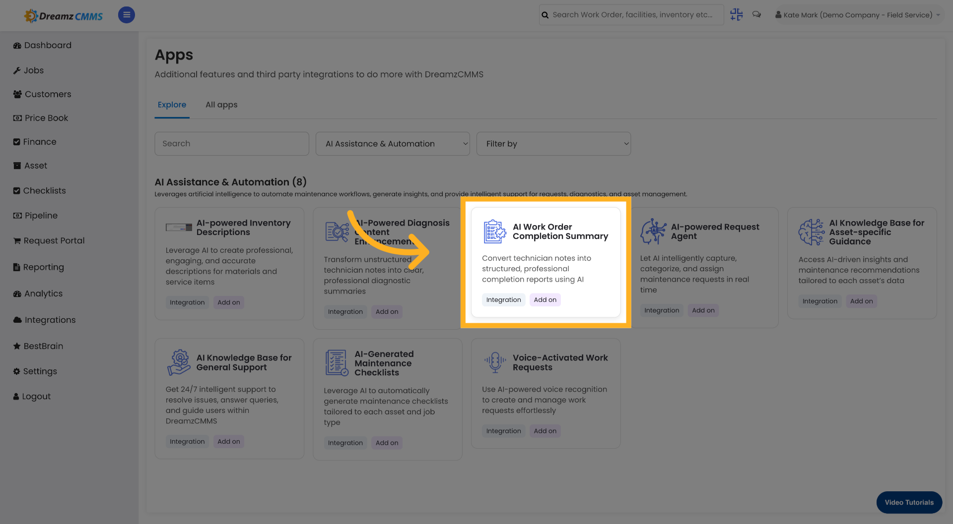 Access AI Work Order Summary