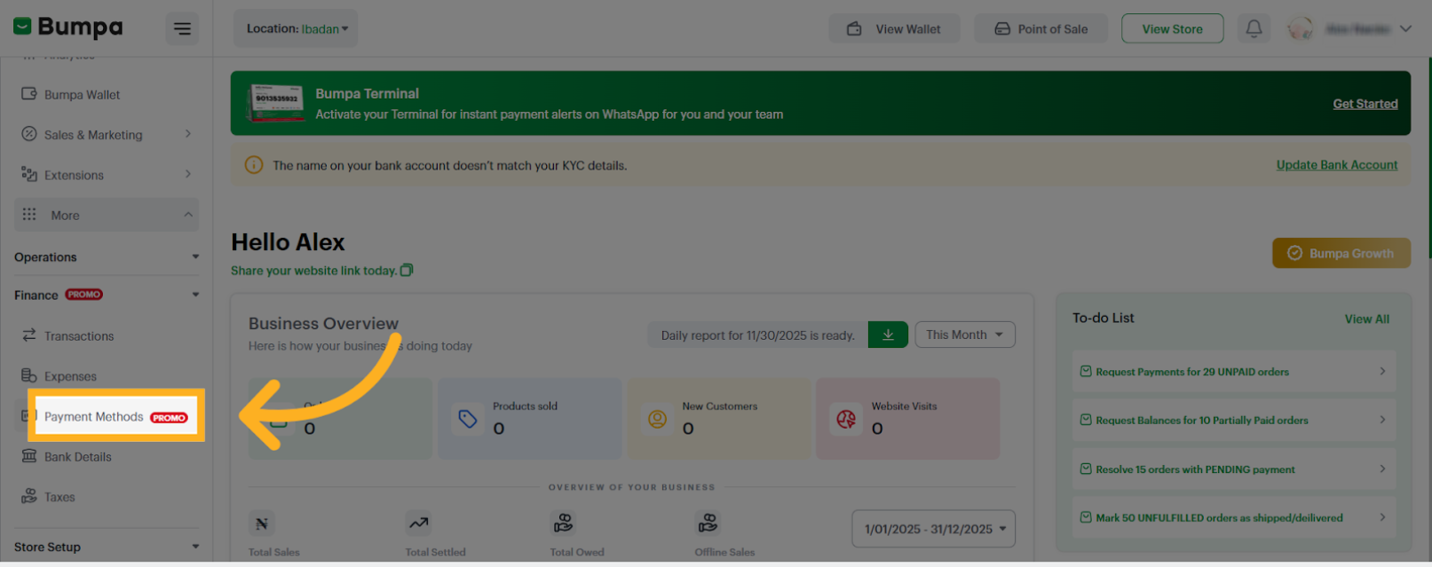 Click on Payment Methods