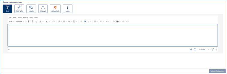 Blank text assignment submission.