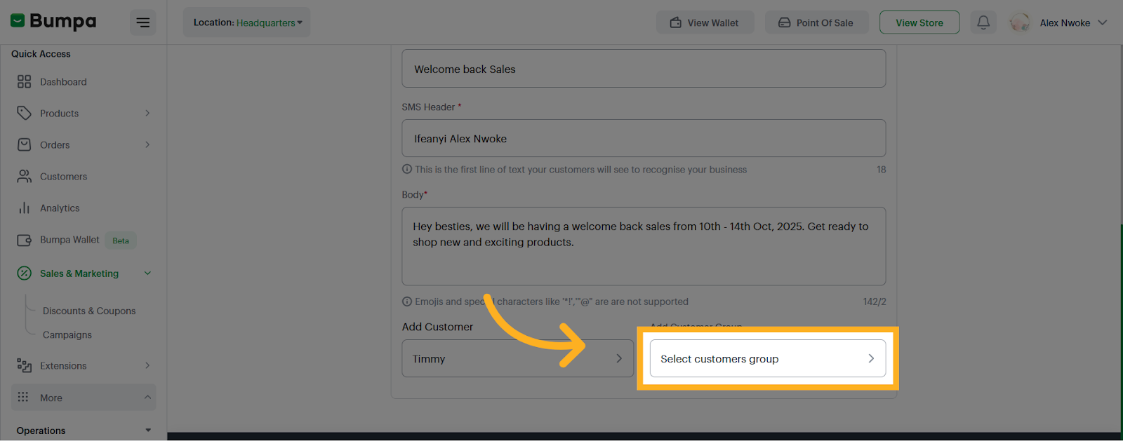 Choose Customer Group