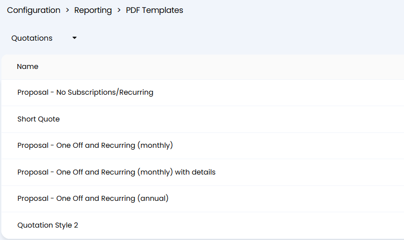 HaloPSA - Select quotation template