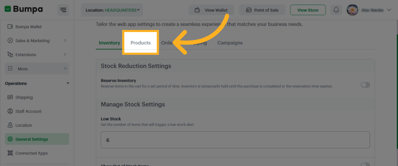 Navigate to Products Section