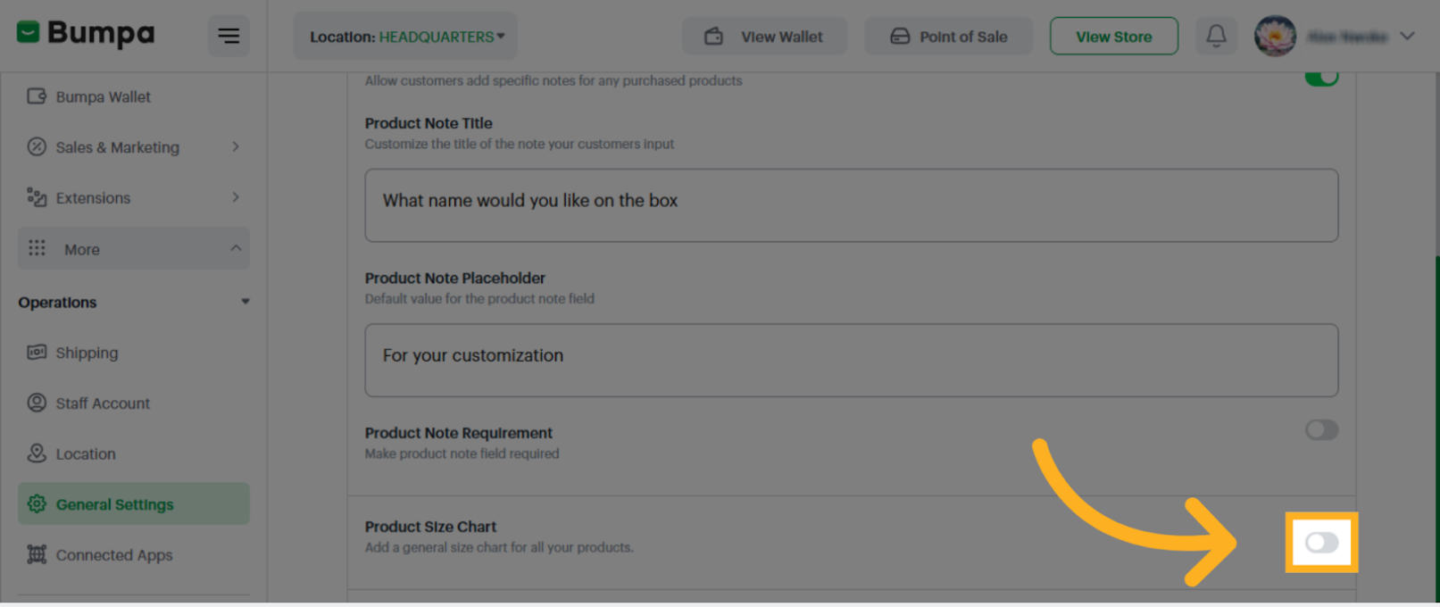Access Additional Size Chart Options
