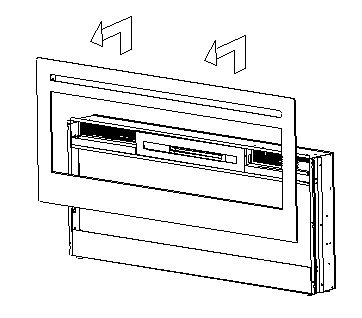 lift glass panel up and back toward you to remove from fireplace