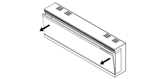 Removing glass panel from fireplace.