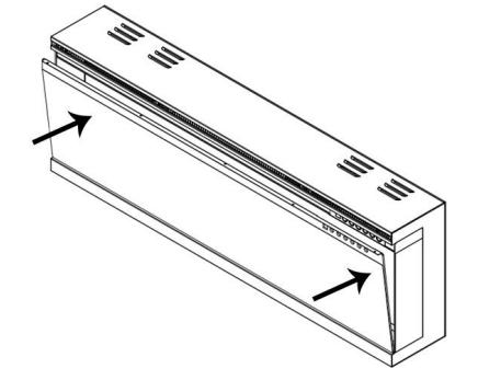 Place glass panel back in the fireplace