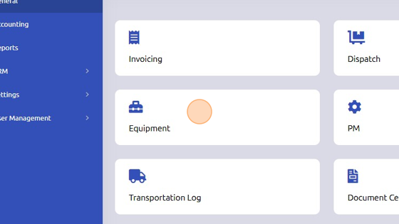 Screenshot of: Open Equipment from General page.