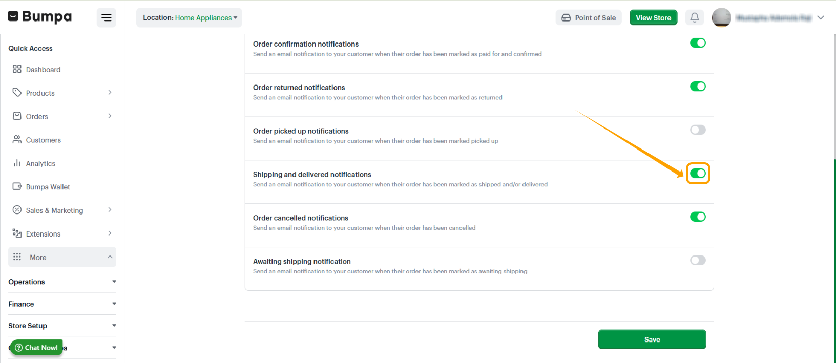 Save Customer Notification Settings