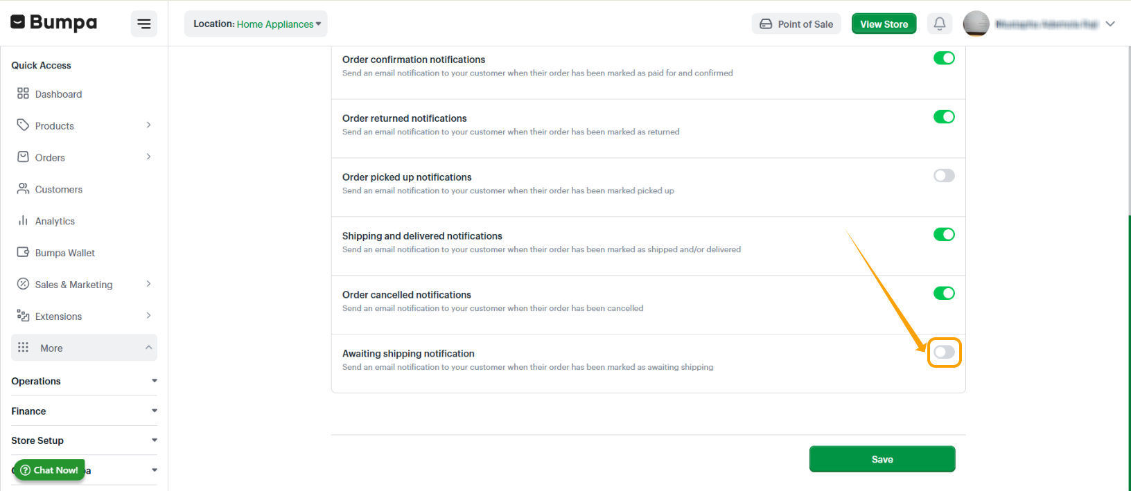 Save Customer Notification Settings