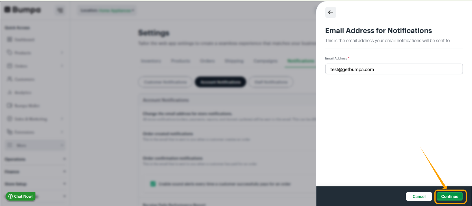Click Continue to Save Changes