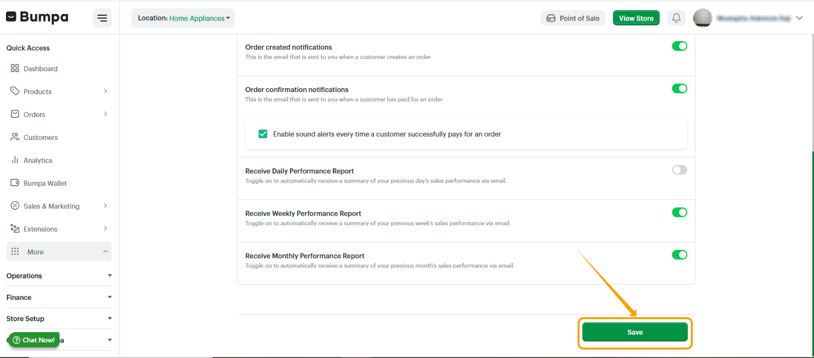 Save Notification Settings