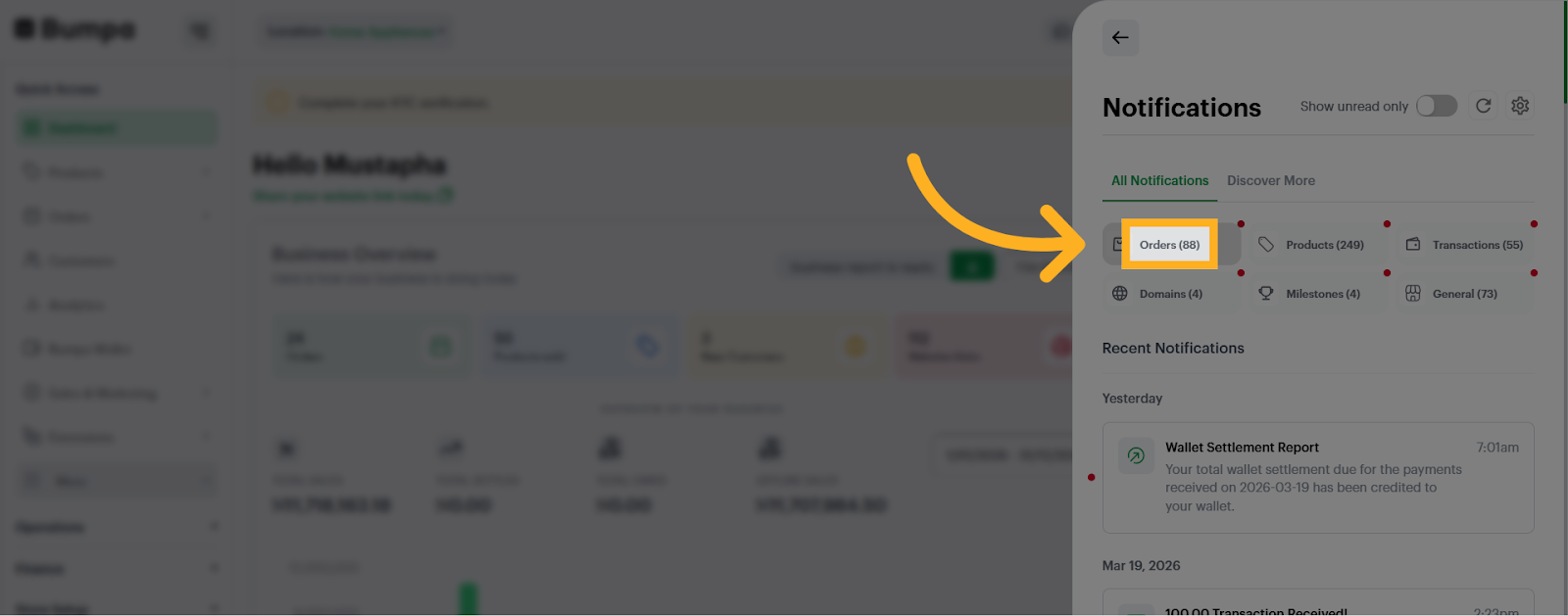 View Order Notifications