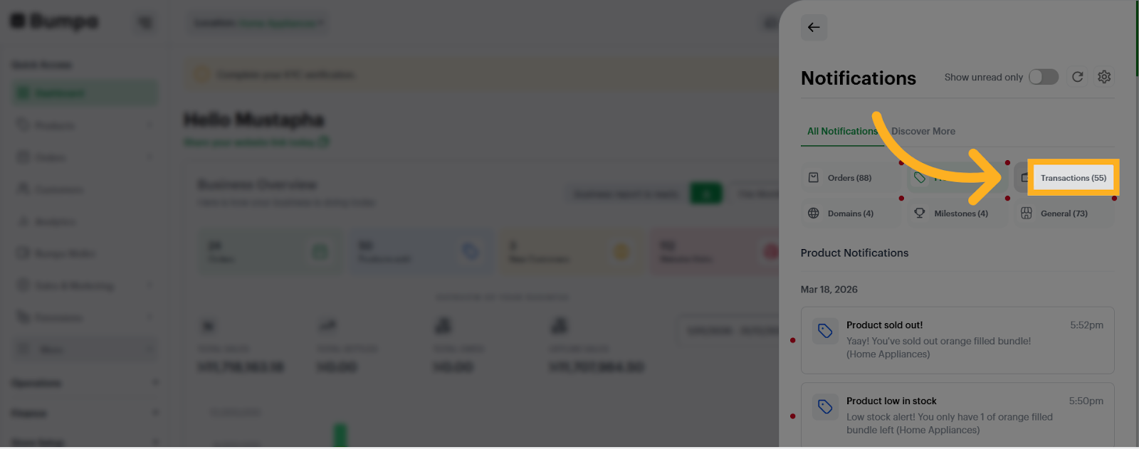 Check Transaction Notifications