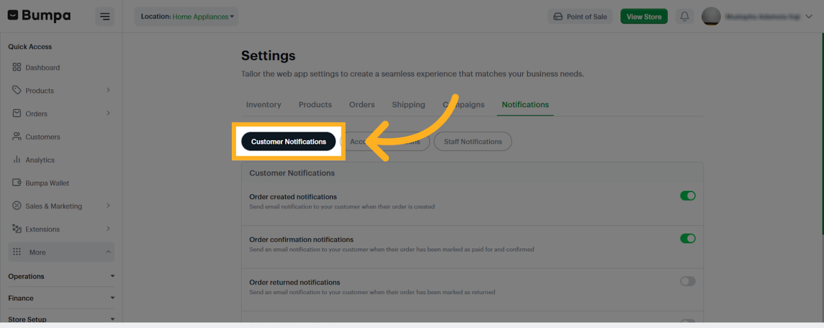 Open Customer Notifications