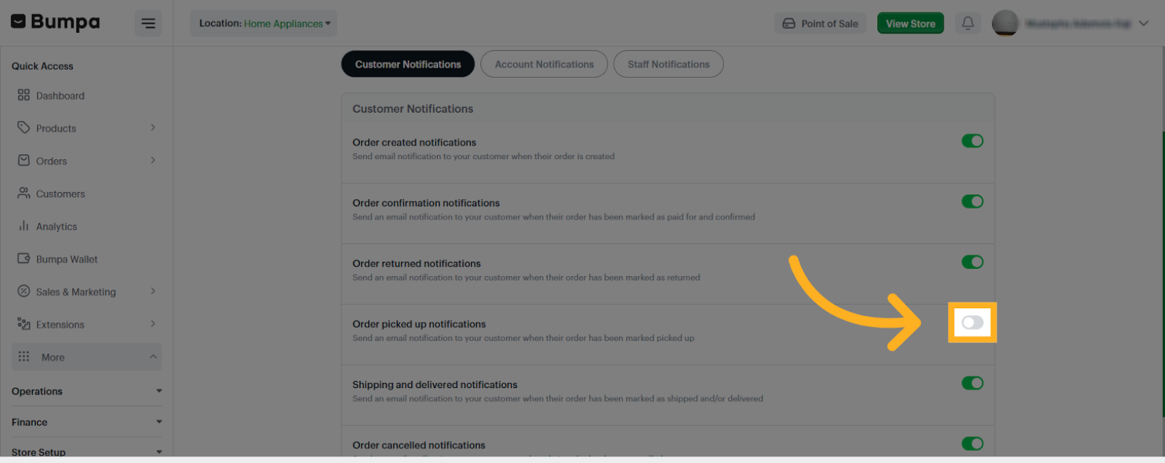 Open Further Customer Notifications