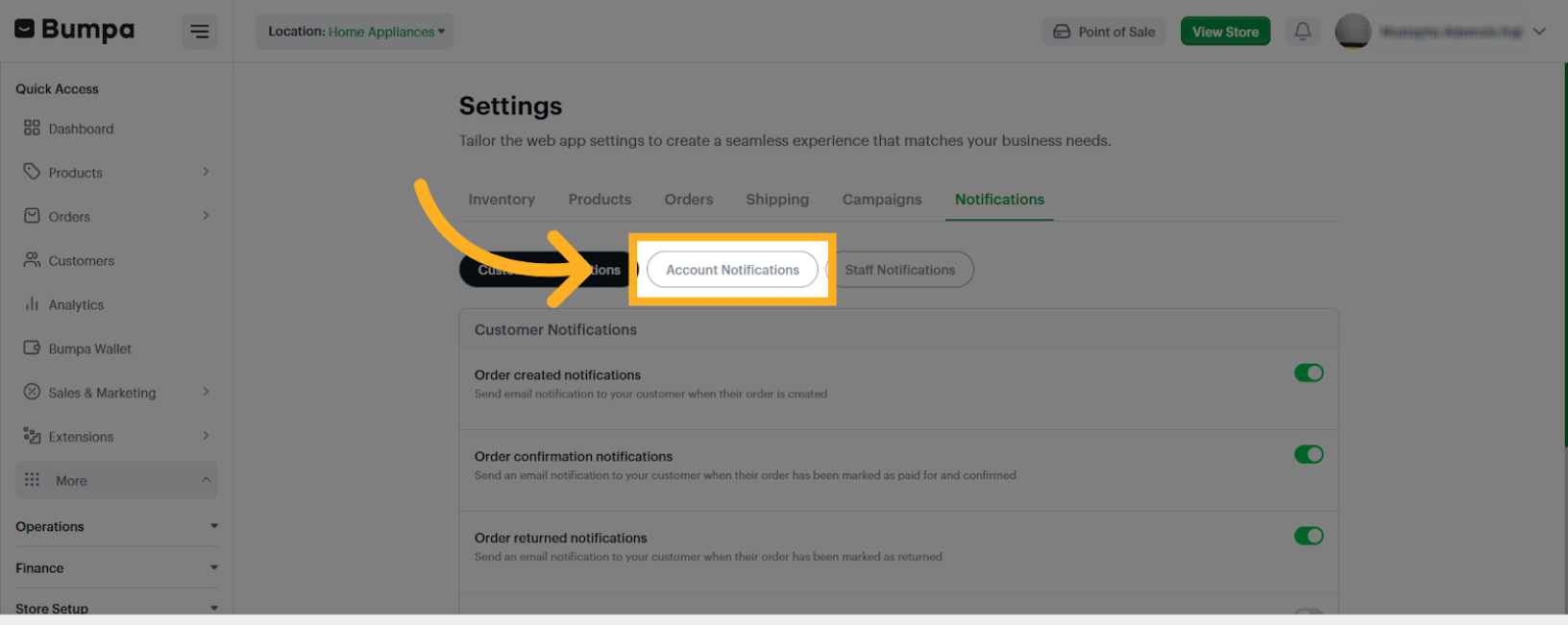 Open Account Notifications