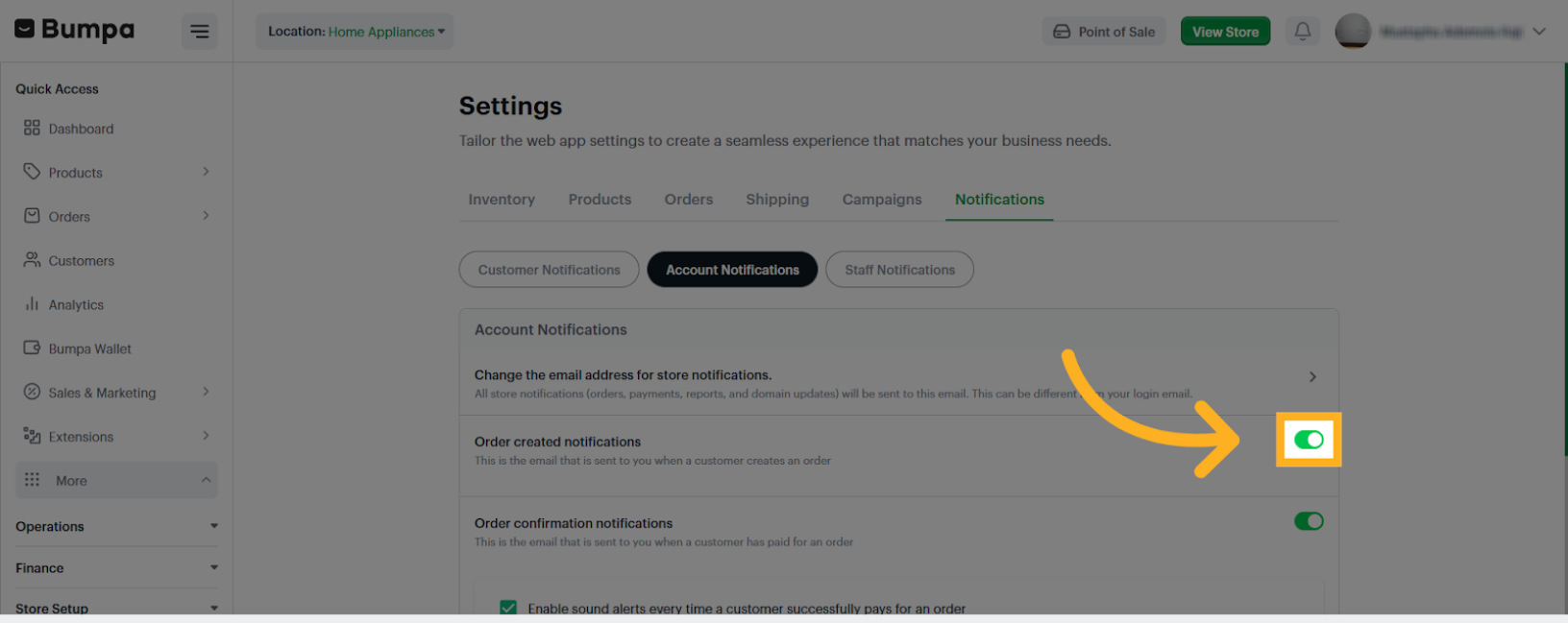 Access Notification Toggle