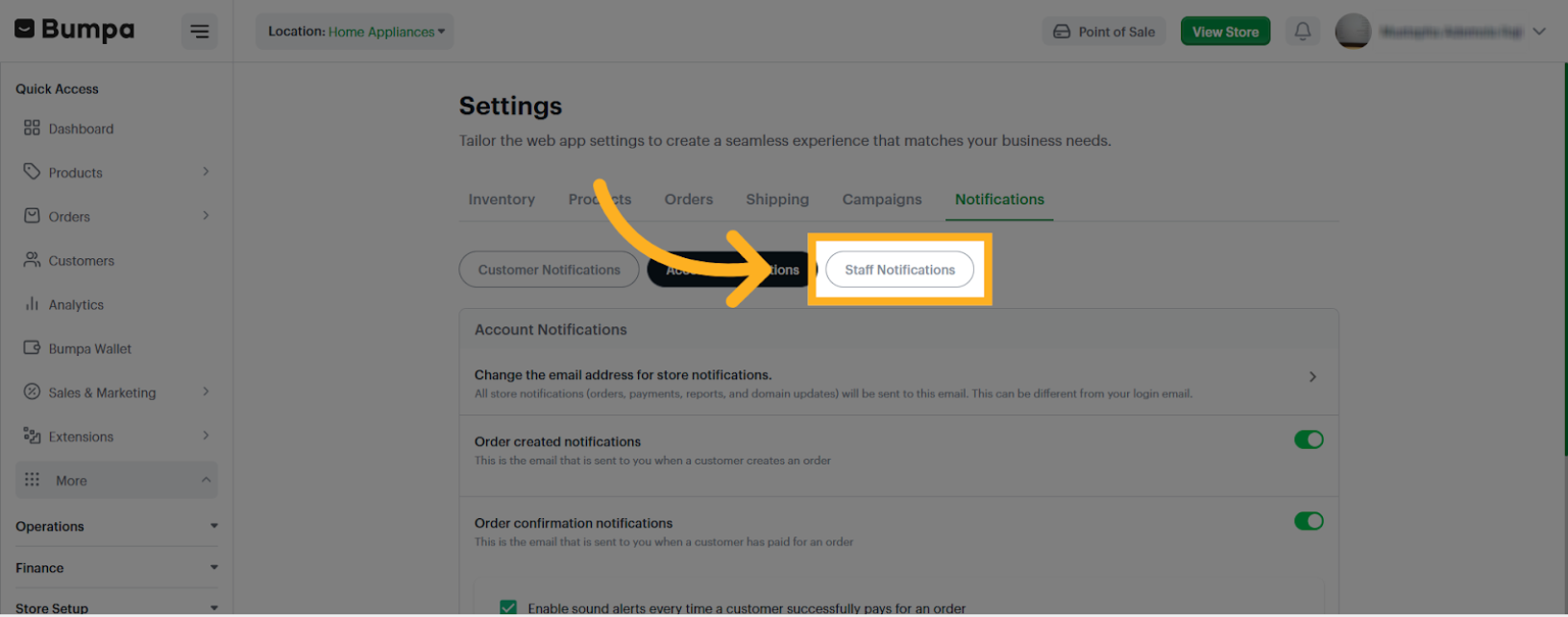 Open Staff Notifications