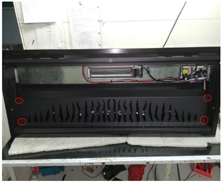 Reinstall 4 flame panel screws