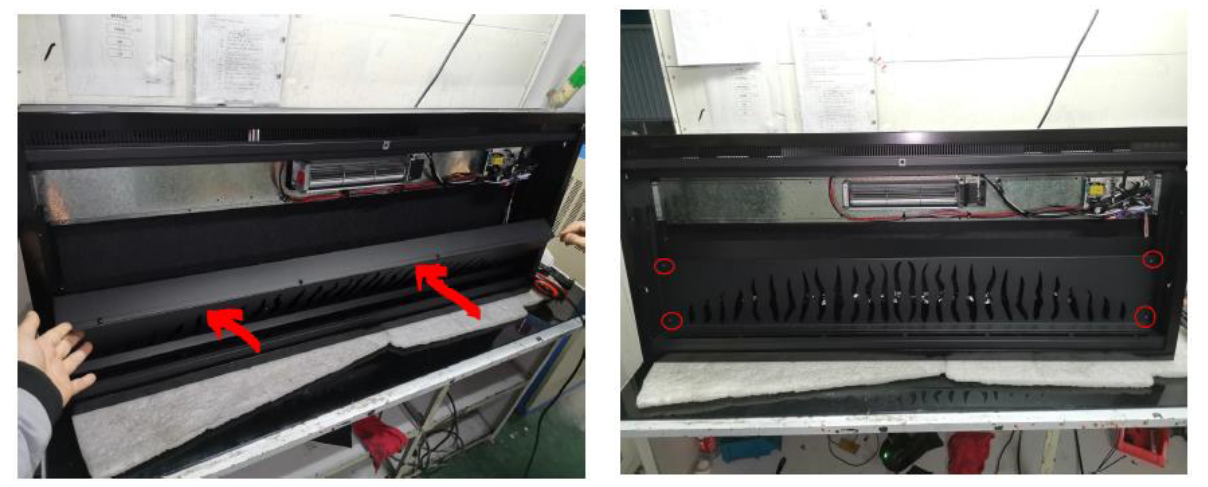 Reinstall metal flame panel