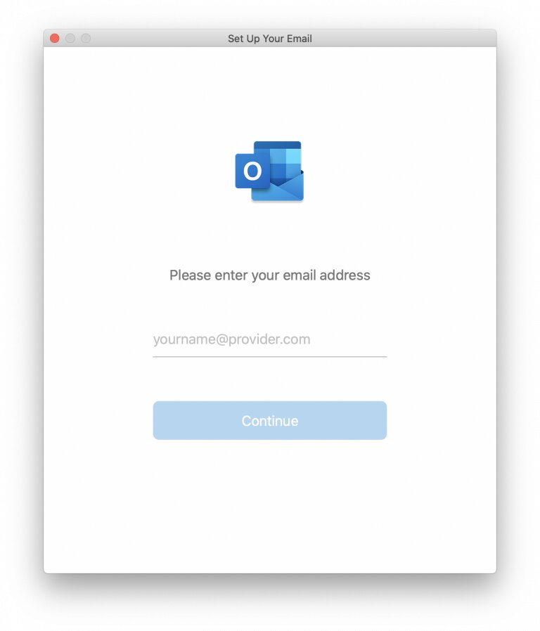 Elegir configurar la cuenta manualmente en la pantalla de bienvenida de Microsoft Outlook 2019.