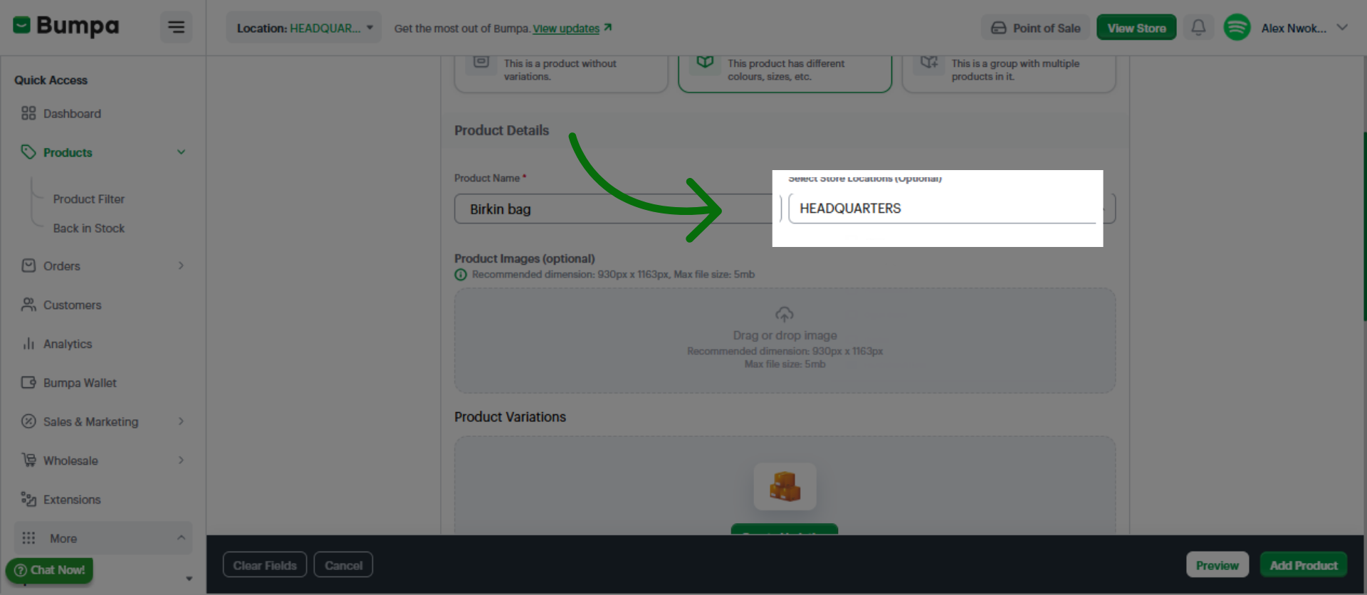 Select location (for store with multi-location)
