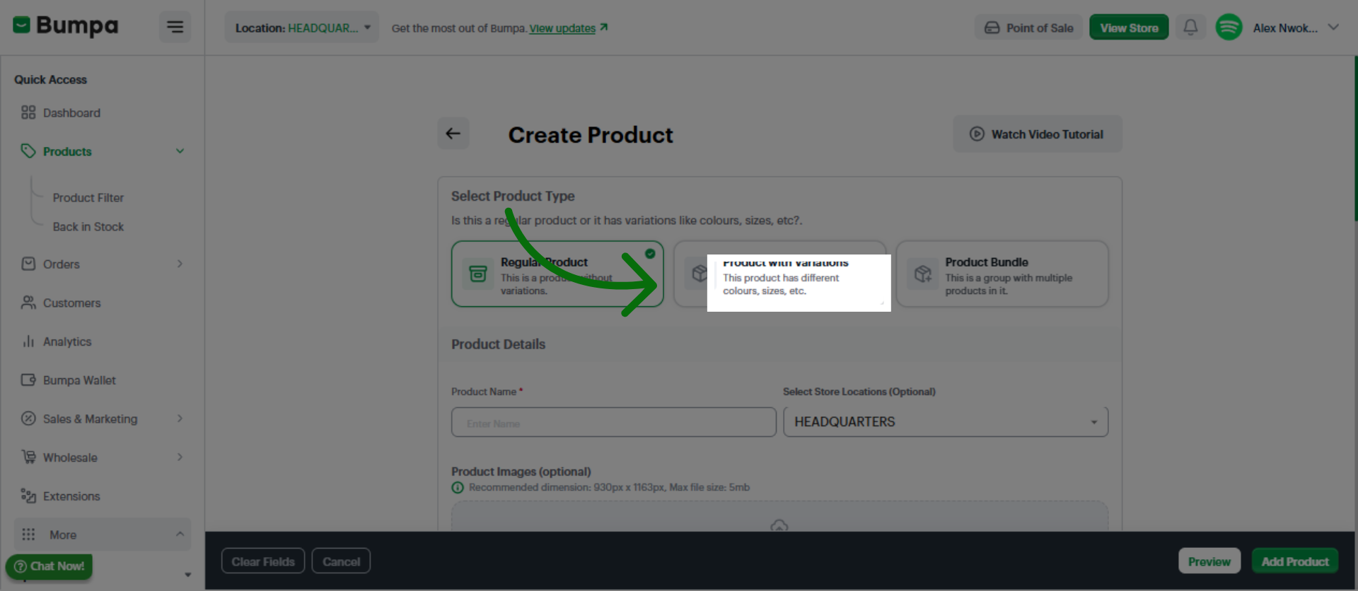 Select Product Variations